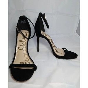 Sam Edelman Nadya Black Suede Ankle Strap 4.5" Stiletto Heels Size 7.5